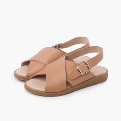 Sandalias unisex piel cruzada tiras anchas