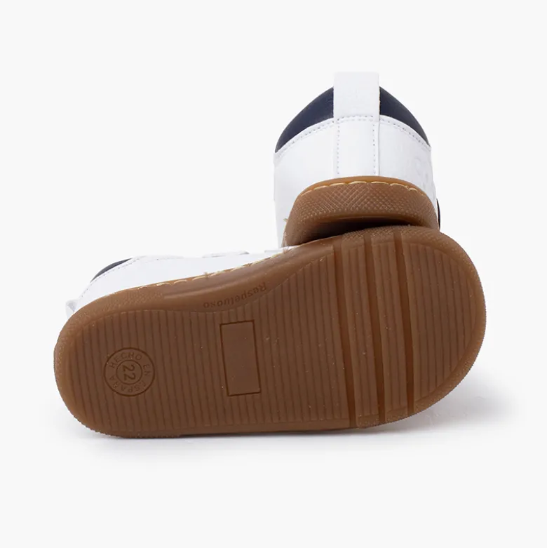 Zapatillas Blancas Barefoot niños bandas laterales