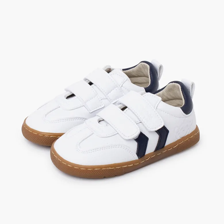 Zapatillas Blancas Barefoot niños bandas laterales