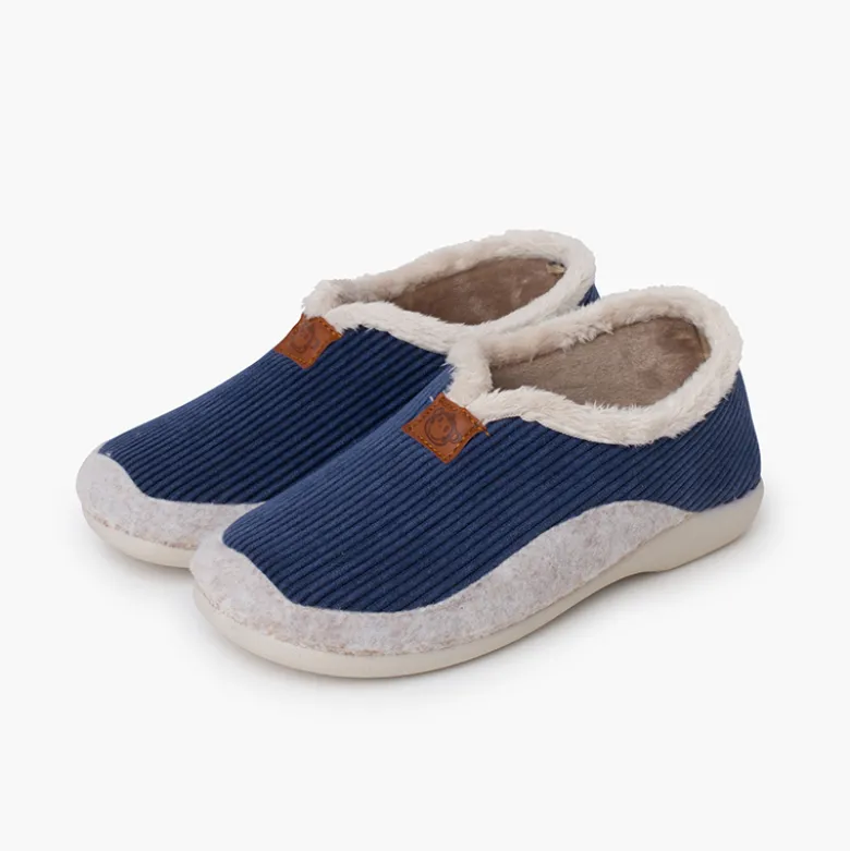 Zapatillas casa pana forro pelito