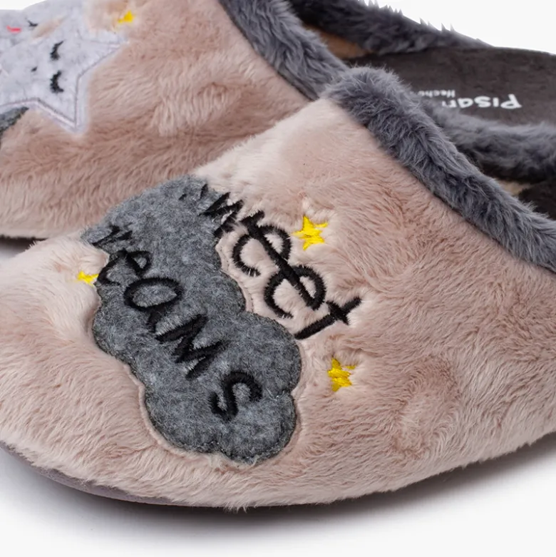 Zapatillas casa tipo zueco dibujo luna