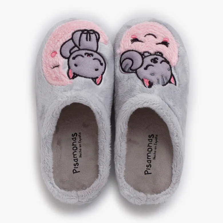 Zapatillas casa tipo zueco gato y luna