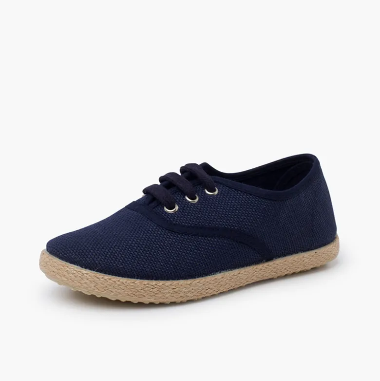 Zapatillas lino cordones suela alpargata