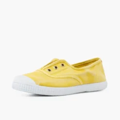 Zapatillas Lona Efecto Desgastado Sin Cordones