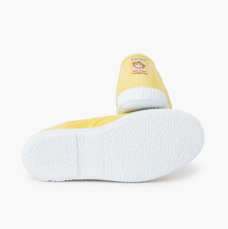 Zapatillas Lona Efecto Desgastado Sin Cordones
