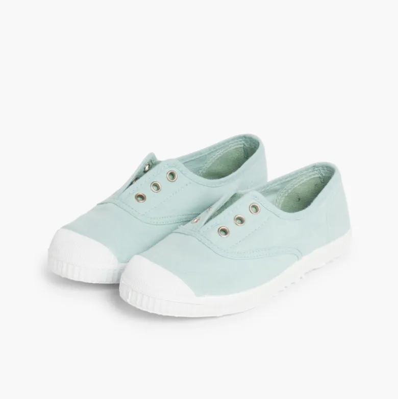 Zapatillas Lona Punta Goma Sin Cordones