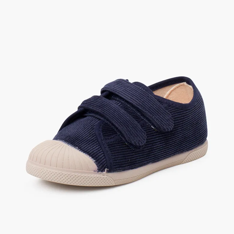 Zapatillas pana puntera goma y doble cierre