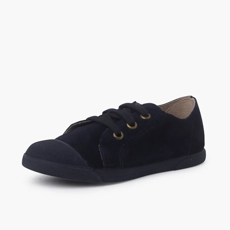 Zapatillas serraje puntera de goma y cordones