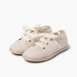 Zapatillas tela puntitos niña