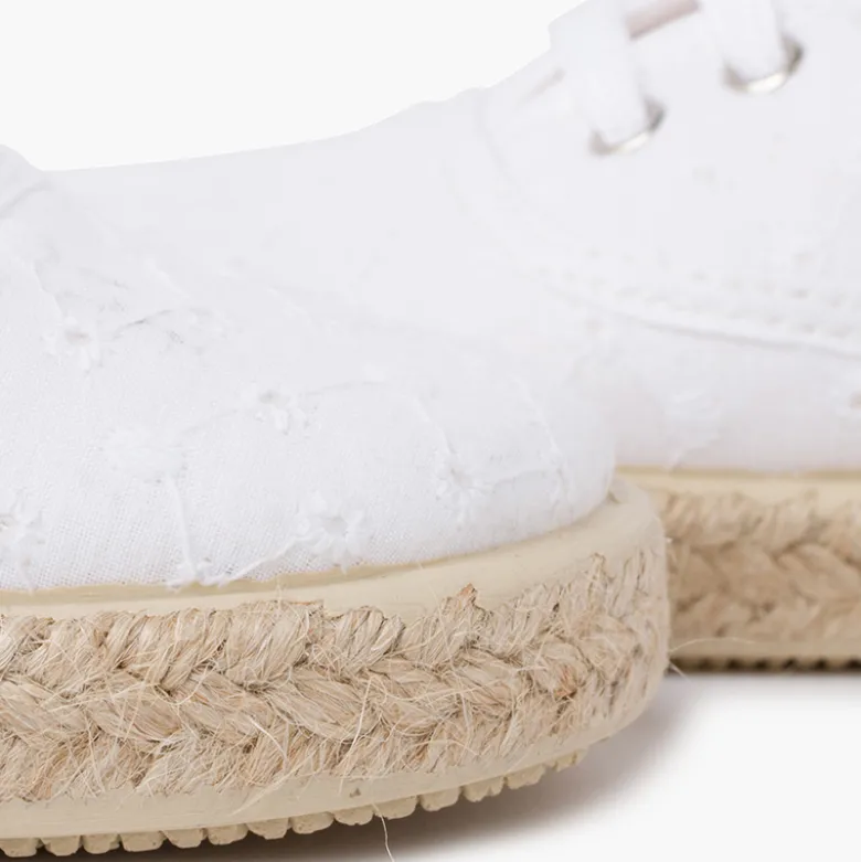 Zapatillas Tipo Alpargatas Tela Bordado Suizo