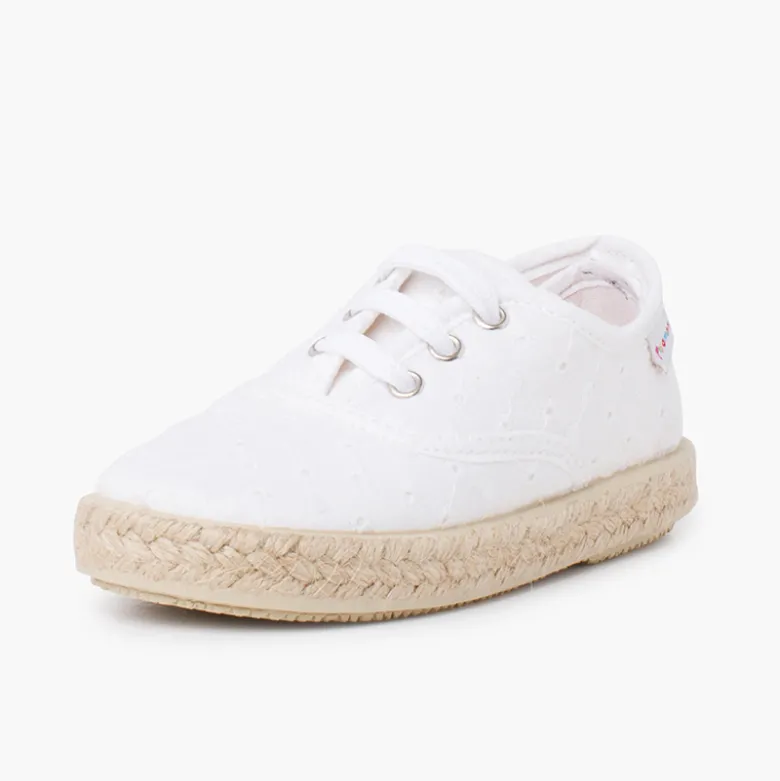 Zapatillas Tipo Alpargatas Tela Bordado Suizo