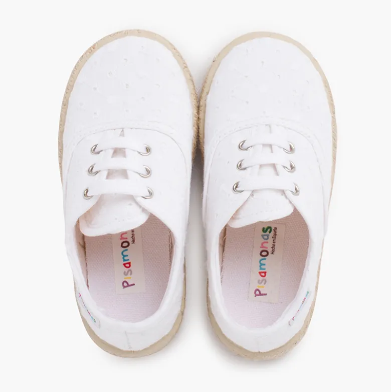 Zapatillas Tipo Alpargatas Tela Bordado Suizo