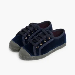 Zapatilla terciopelo con cordones
