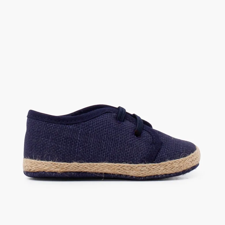 Zapatos bebé lino y yute cordón elástico