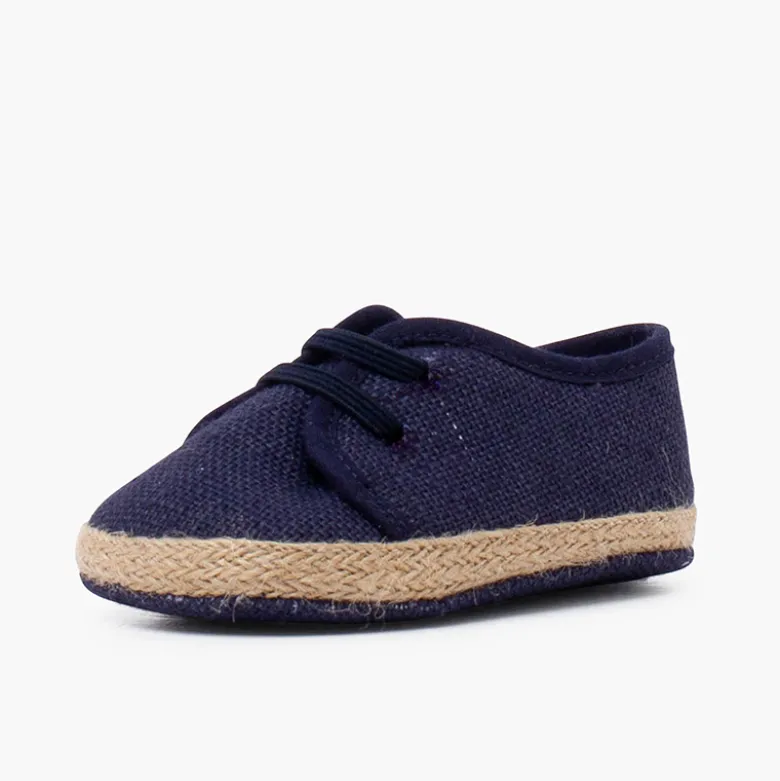 Zapatos bebé lino y yute cordón elástico